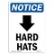 Signmission OSHA Notice Sign, Hard Hats With Down Arrow With Symbol, 10in X 7in Aluminum, 7" W, 10" H, Portrait OS-NS-A-710-V-13275 - alternate 1